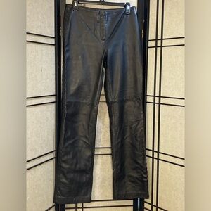 Cami International Black Leather Womens Pants Sz 6 Fully Lined Whipstitch Detail